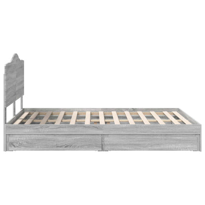 Bedframe met lade Grijs Sonoma 150 x 200 cm Bewerkt hout