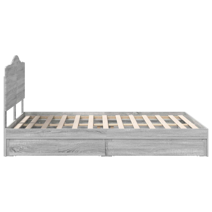 Bedframe met lade Grijs Sonoma 150 x 200 cm Bewerkt hout