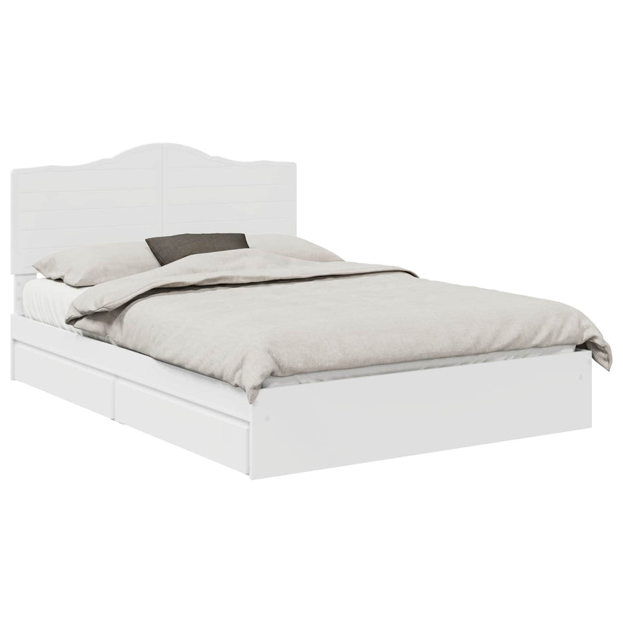 Opslag bed met hoofdeinde Wit 140 x 200 cm Bewerkt hout