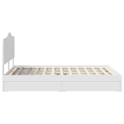 Opslag bed met hoofdeinde Wit 140 x 200 cm Bewerkt hout