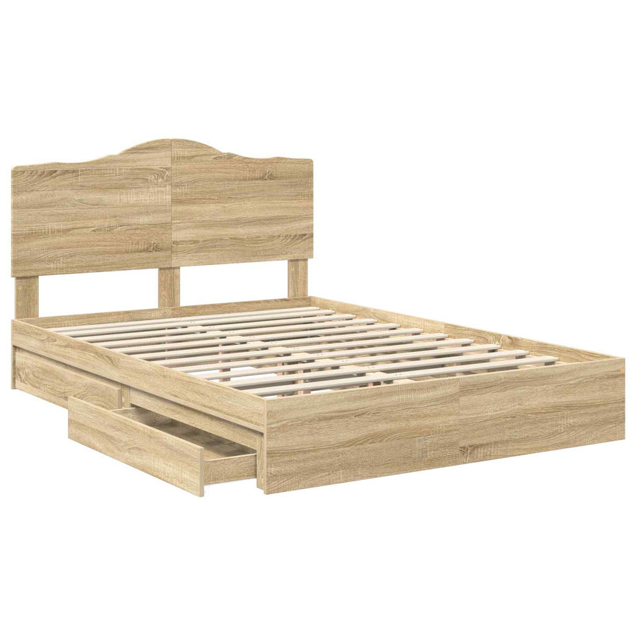Opslag bed met lade Sonoma Eiken 140 x 200 cm Bewerkt hout