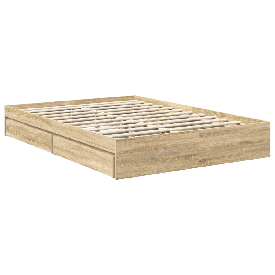 Opslag bed met lade Sonoma Eiken 140 x 200 cm Bewerkt hout