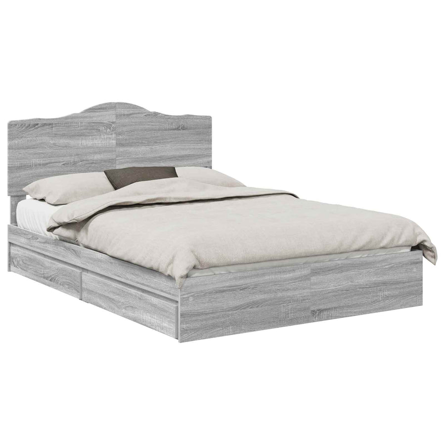 Bedframe met lade Grijs Sonoma 140 x 200 cm Bewerkt hout