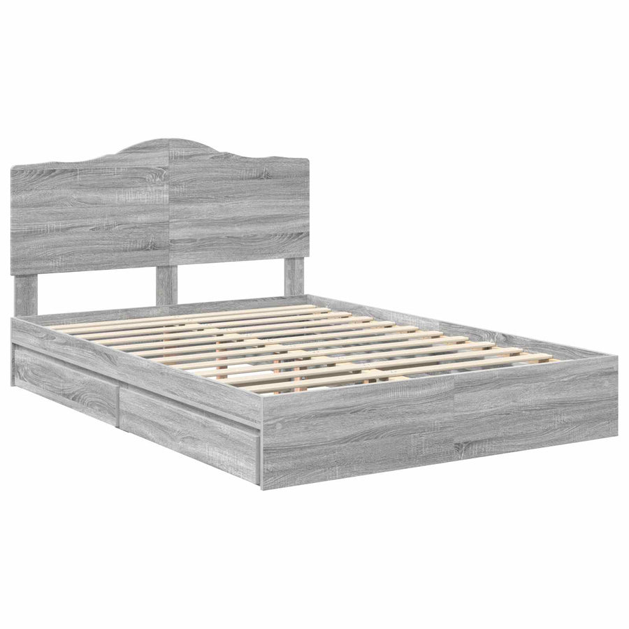 Bedframe met lade Grijs Sonoma 140 x 200 cm Bewerkt hout