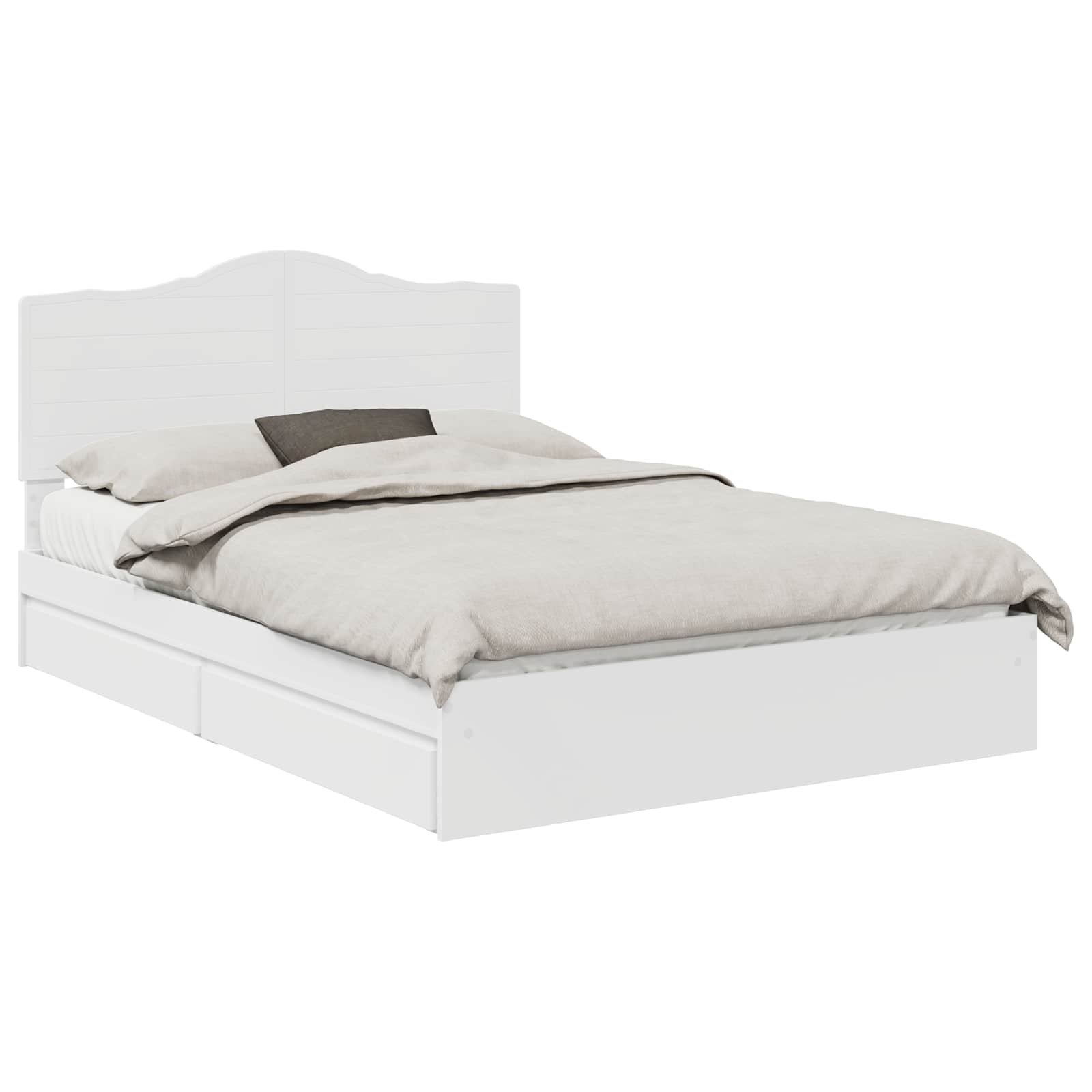 Opslag bed met hoofdeinde Wit 140 x 190 cm Bewerkt hout