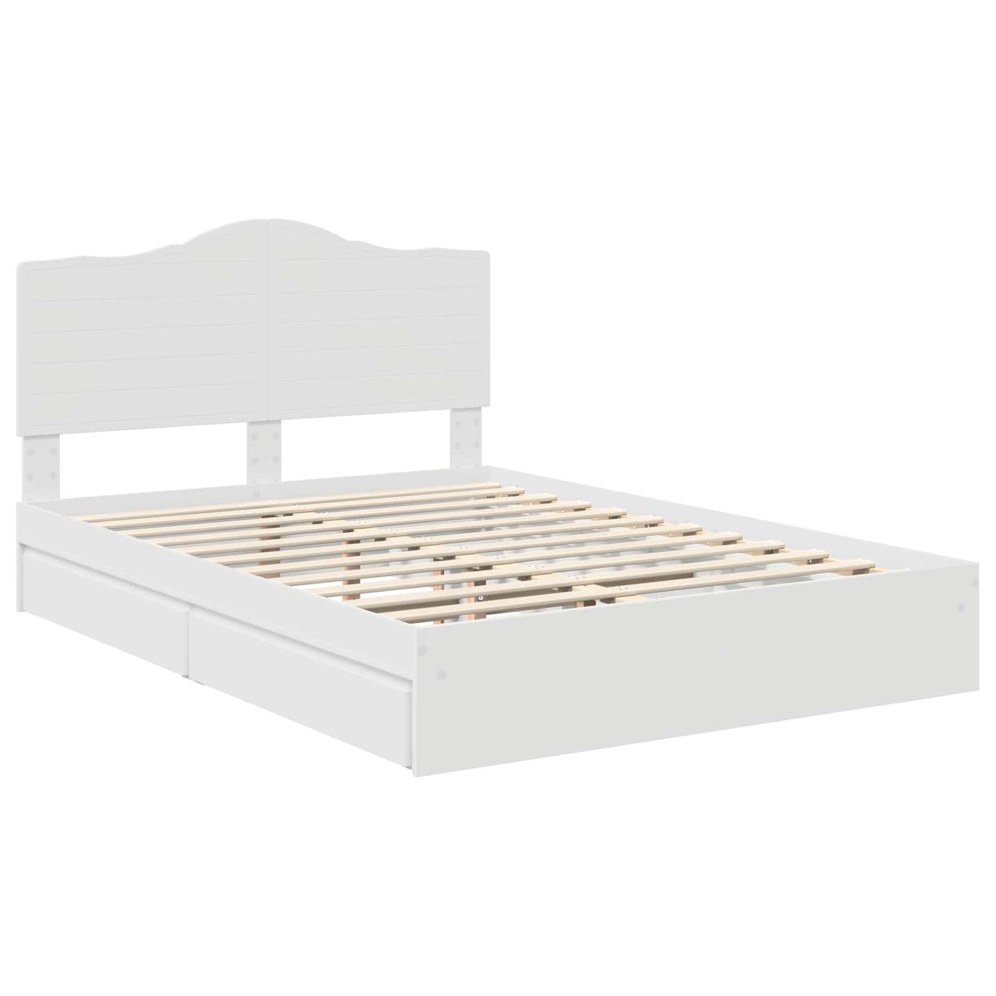 Opslag bed met hoofdeinde Wit 140 x 190 cm Bewerkt hout