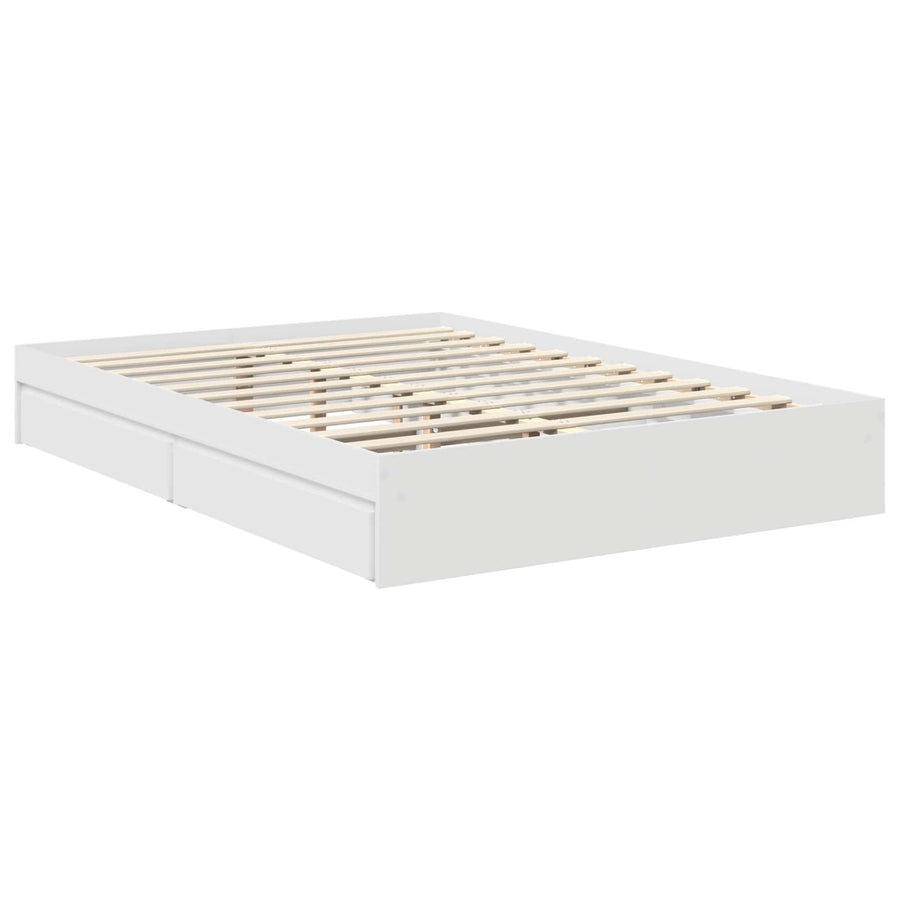 Opslag bed met hoofdeinde Wit 140 x 190 cm Bewerkt hout