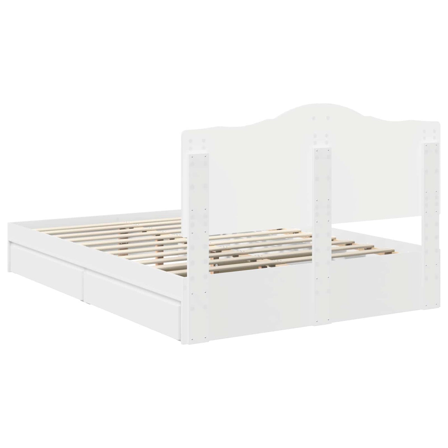 Opslag bed met hoofdeinde Wit 140 x 190 cm Bewerkt hout