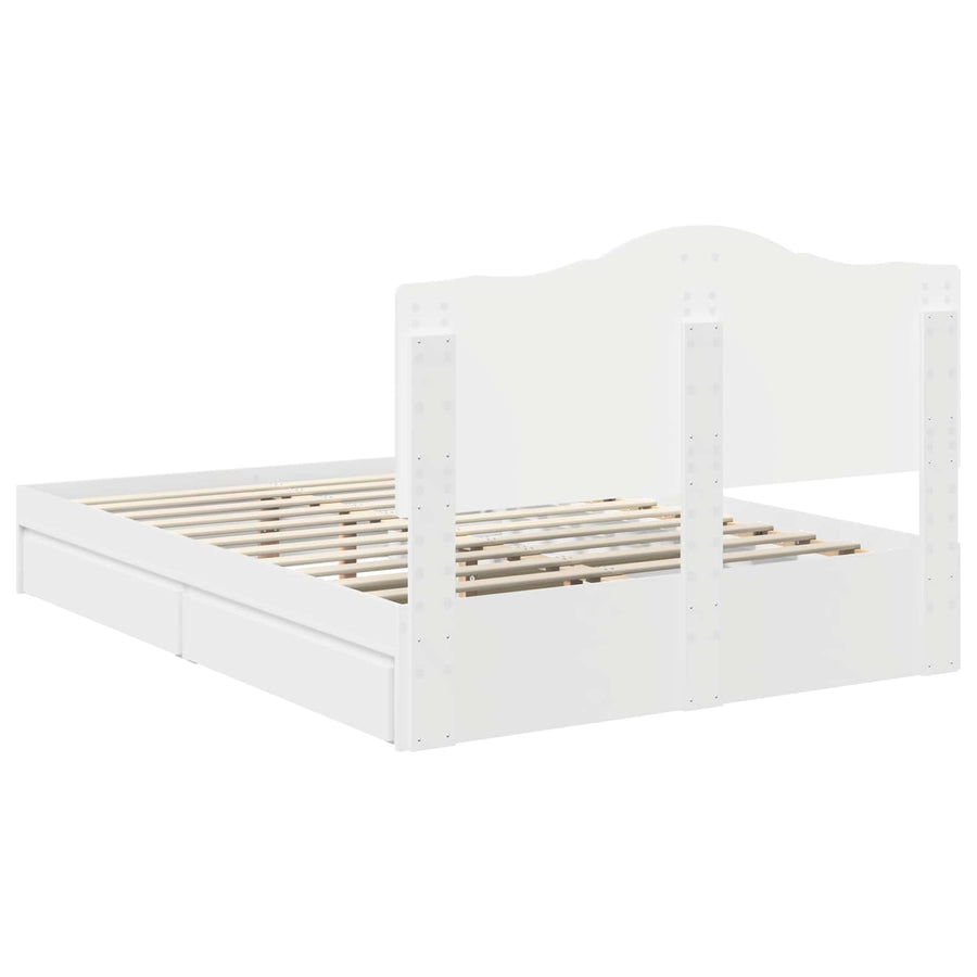 Opslag bed met hoofdeinde Wit 140 x 190 cm Bewerkt hout