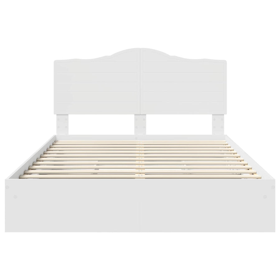Opslag bed met hoofdeinde Wit 140 x 190 cm Bewerkt hout