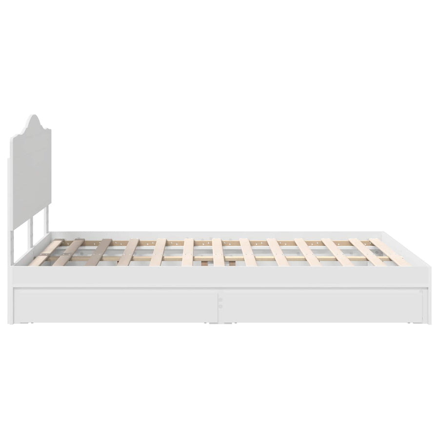 Opslag bed met hoofdeinde Wit 140 x 190 cm Bewerkt hout