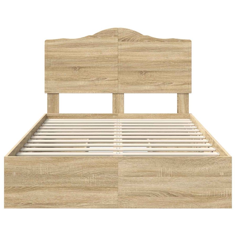 Opslag bed met lade Sonoma Eiken 135 x 190 cm Bewerkt hout