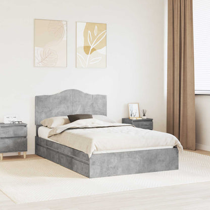 Bedframe met lade Beton Grijs 135 x 190 cm Bewerkt hout