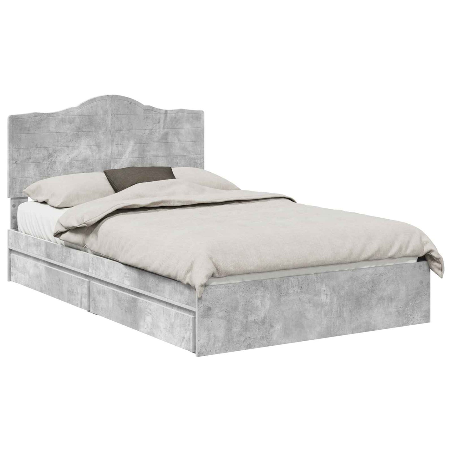 Bedframe met lade Beton Grijs 135 x 190 cm Bewerkt hout
