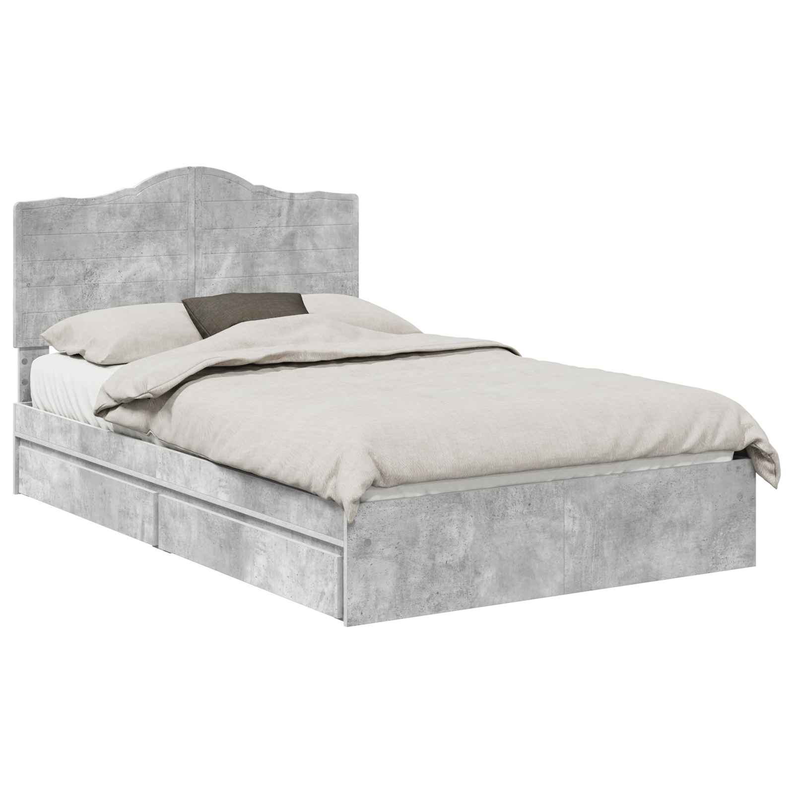 Bedframe met lade Beton Grijs 135 x 190 cm Bewerkt hout