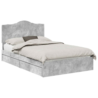 Bedframe met lade Beton Grijs 135 x 190 cm Bewerkt hout