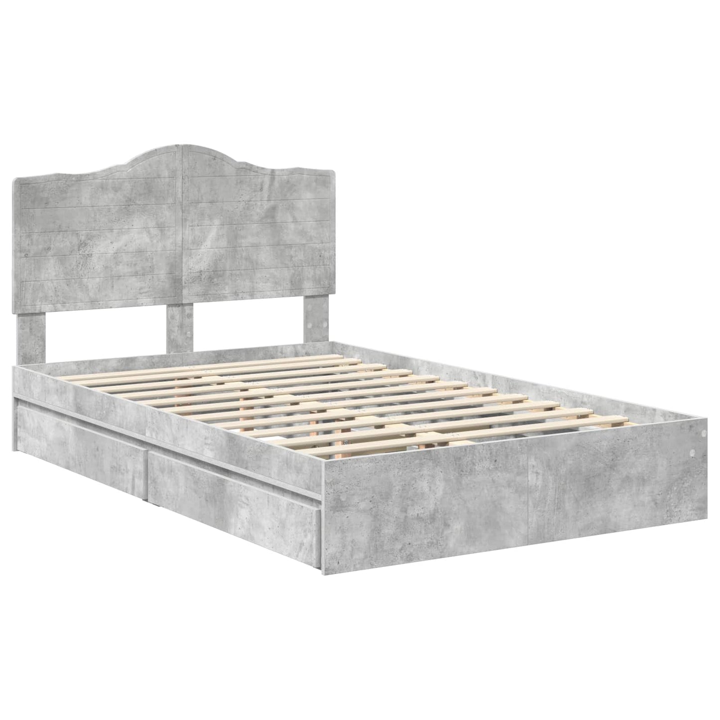 Bedframe met lade Beton Grijs 135 x 190 cm Bewerkt hout