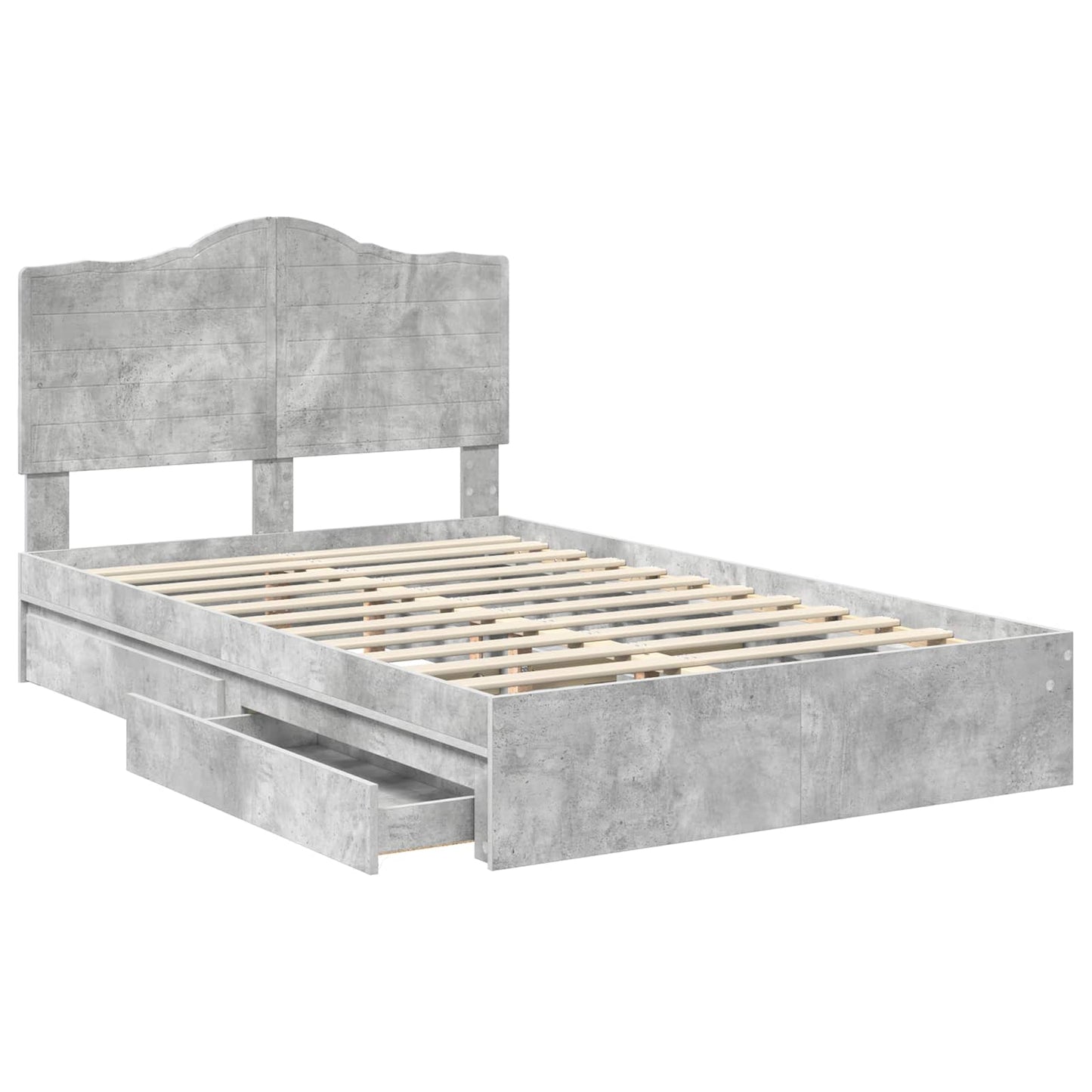 Bedframe met lade Beton Grijs 135 x 190 cm Bewerkt hout