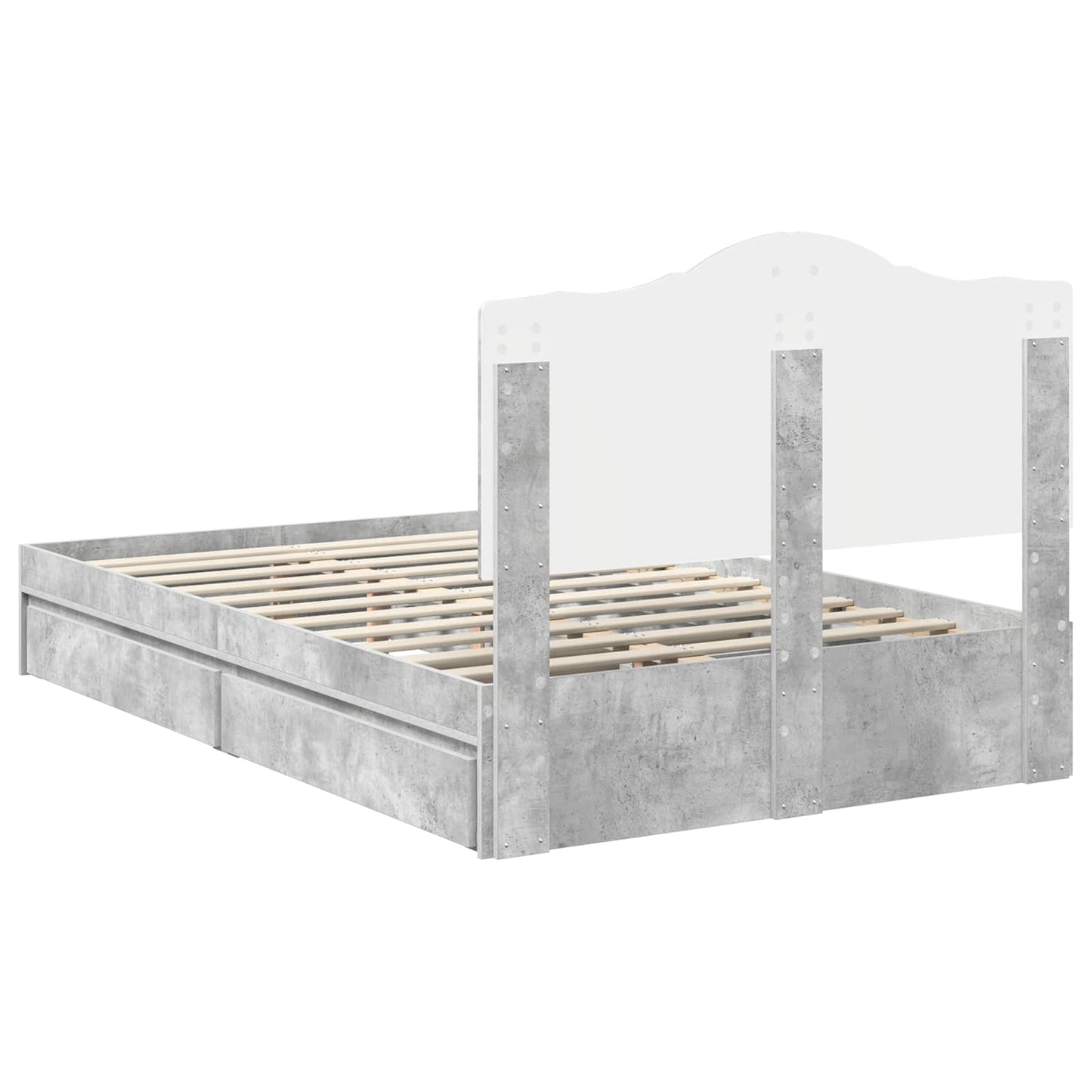 Bedframe met lade Beton Grijs 135 x 190 cm Bewerkt hout