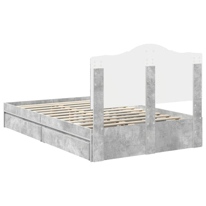 Bedframe met lade Beton Grijs 135 x 190 cm Bewerkt hout