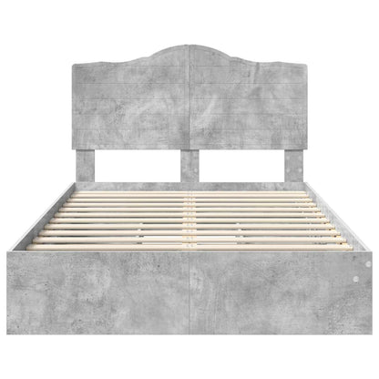 Bedframe met lade Beton Grijs 135 x 190 cm Bewerkt hout