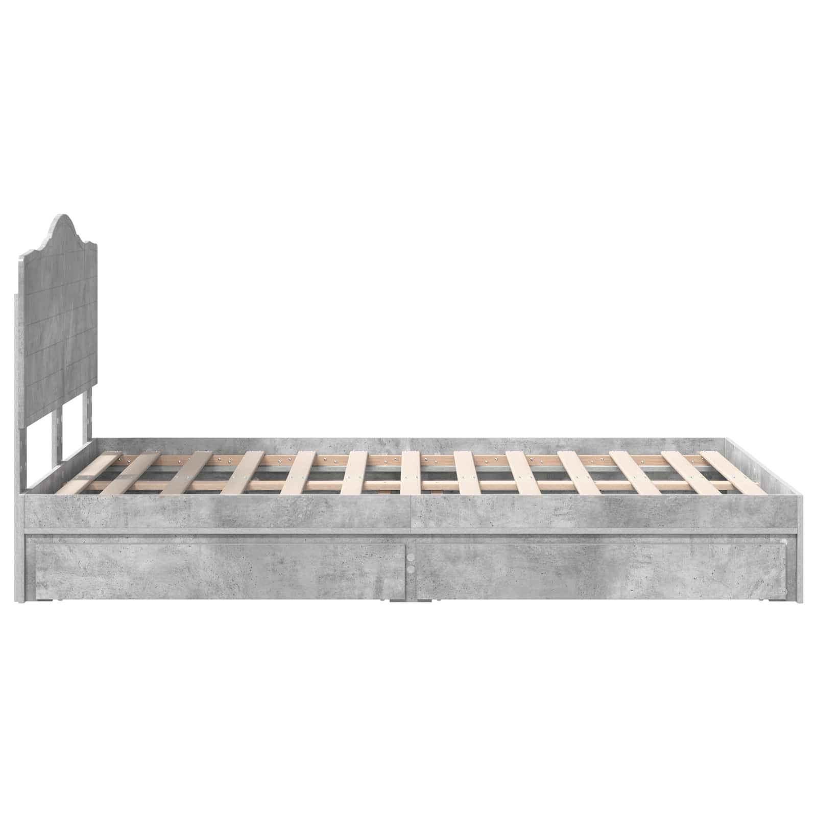 Bedframe met lade Beton Grijs 135 x 190 cm Bewerkt hout