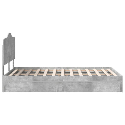 Bedframe met lade Beton Grijs 135 x 190 cm Bewerkt hout