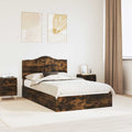 Storage bed with drawer Smoked oak 135 x 190 cm Engineered wood