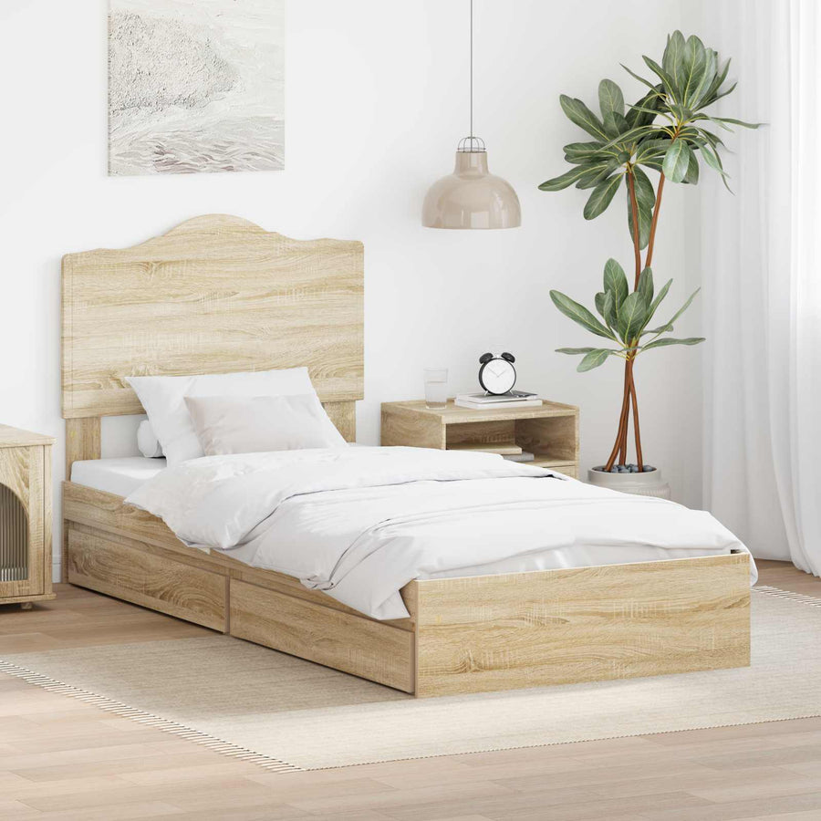 Bedframe met lade Sonoma Eiken 100 x 200 cm Bewerkt hout