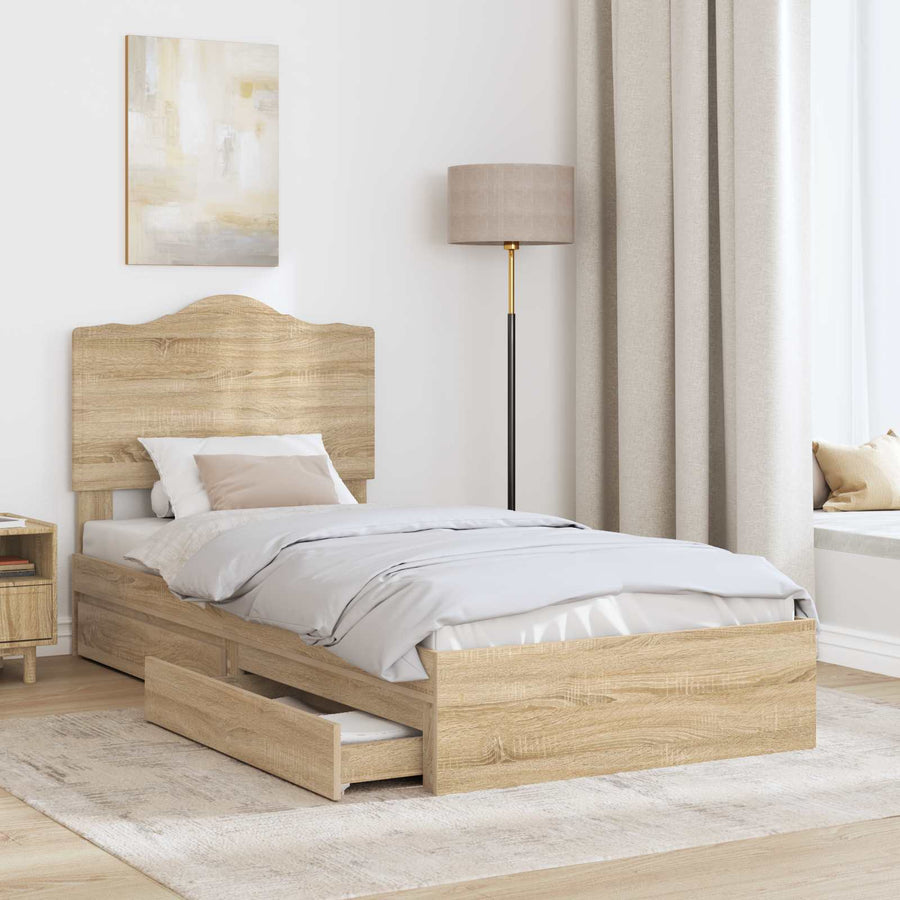 Bedframe met lade Sonoma Eiken 100 x 200 cm Bewerkt hout