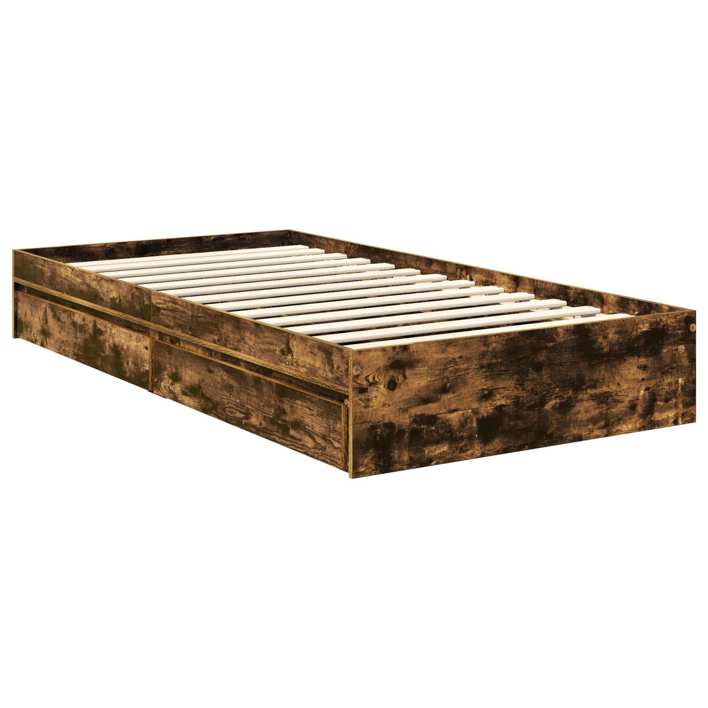 Bedframe met lade Gerookt eiken 100 x 200 cm Bewerkt hout