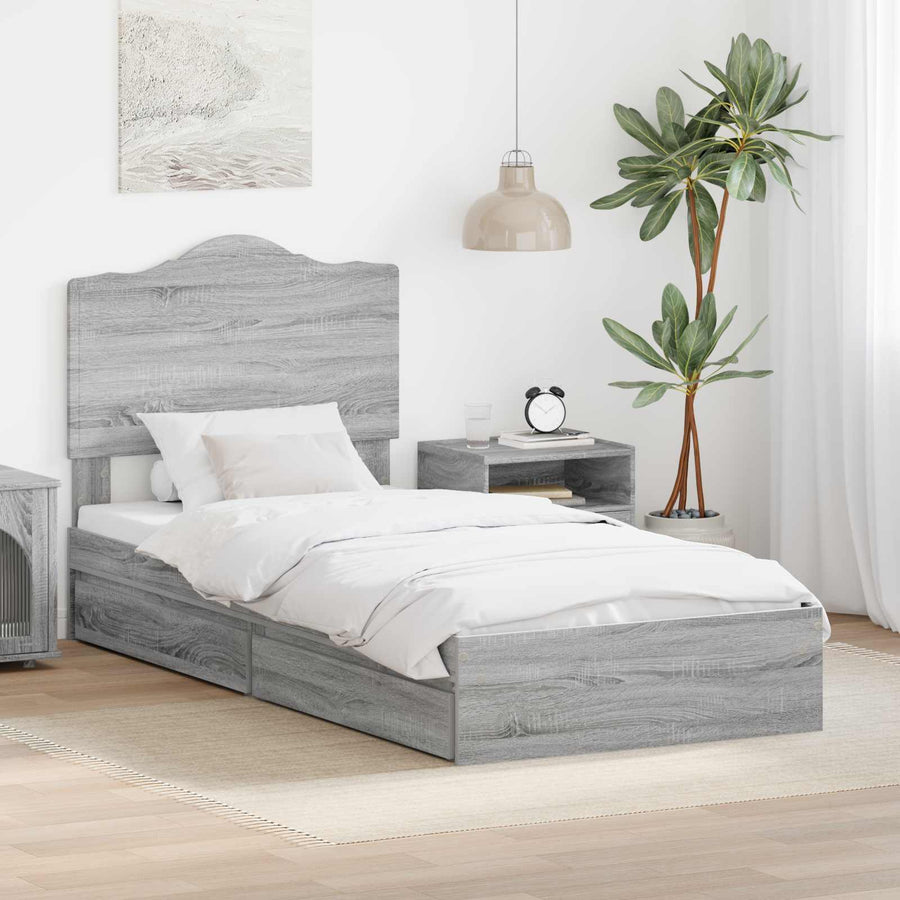 Bedframe met lade Grijs Sonoma 100 x 200 cm Bewerkt hout