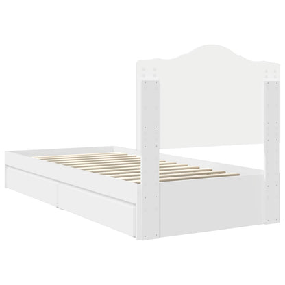 Bedframe met lade met hoofdeinde Wit 90 x 200 cm Bewerkt hout