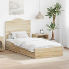 Storage Bed with Headboard Sonoma Oak 90 x 200 cm Engineered Wood