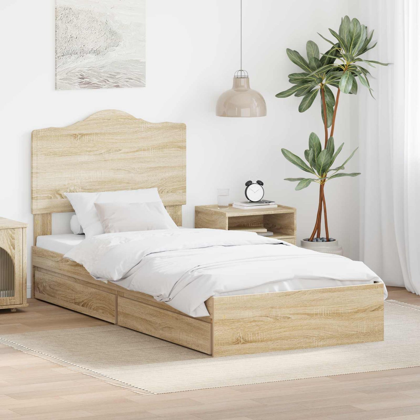 Bedframe met lade Sonoma Eiken 90 x 200 cm Bewerkt hout