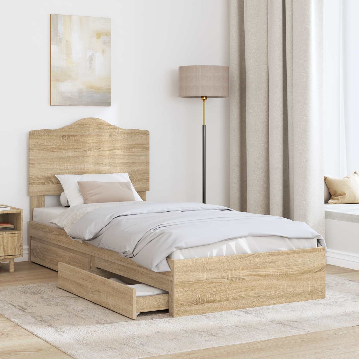 Bedframe met lade Sonoma Eiken 90 x 200 cm Bewerkt hout
