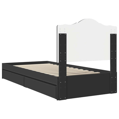 Bedframe met lade met hoofdeinde Zwart 90 x 190 cm Bewerkt hout