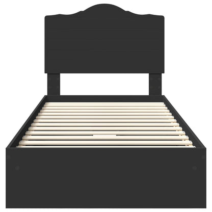 Bedframe met lade met hoofdeinde Zwart 90 x 190 cm Bewerkt hout