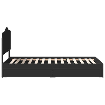 Bedframe met lade met hoofdeinde Zwart 90 x 190 cm Bewerkt hout