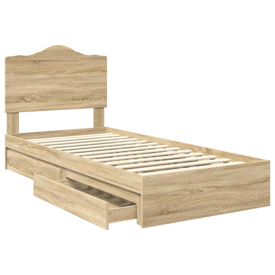Bedframe met lade Sonoma Eiken 90 x 190 cm Bewerkt hout
