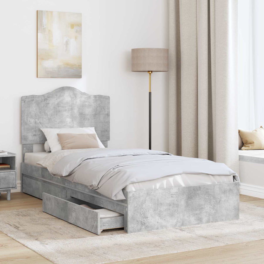 Bedframe met lade Beton Grijs 90 x 190 cm Bewerkt hout