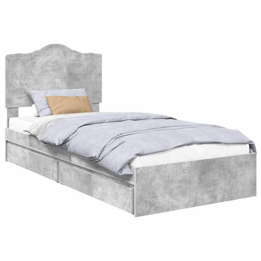 Bedframe met lade Beton Grijs 90 x 190 cm Bewerkt hout