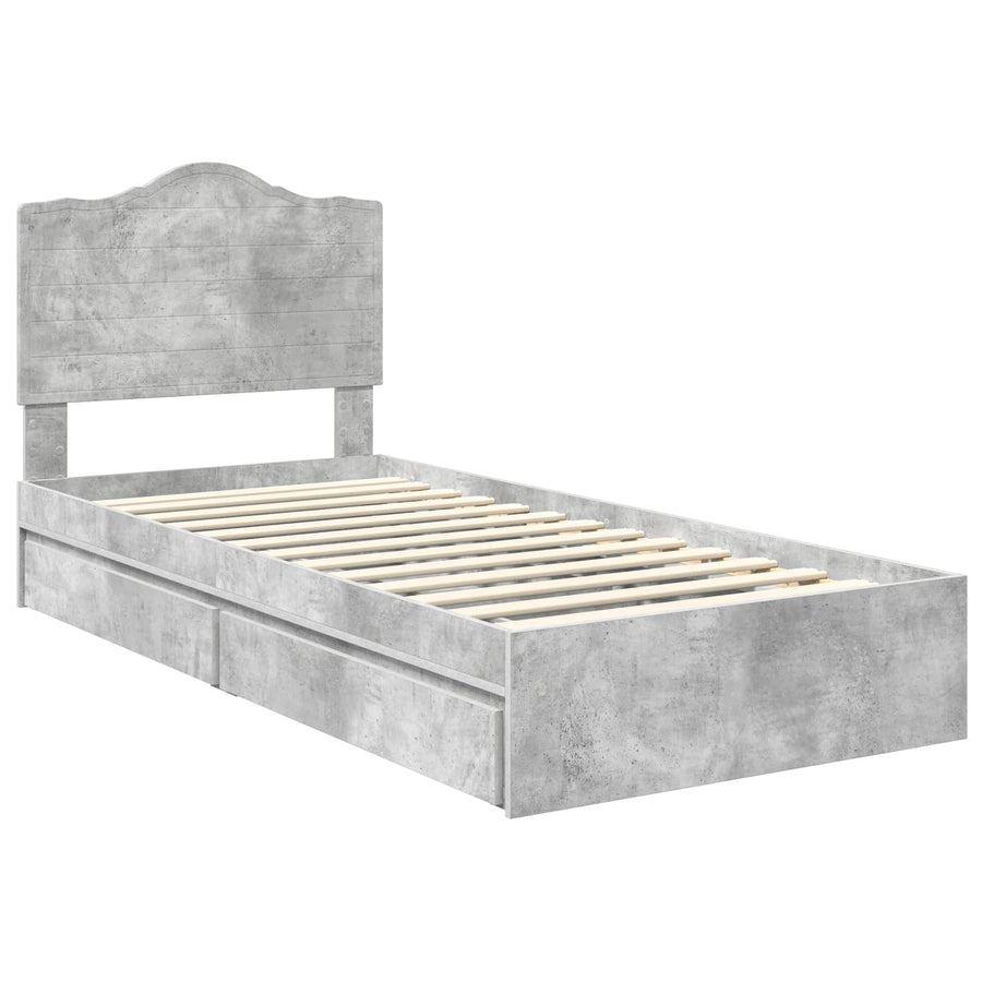 Bedframe met lade Beton Grijs 90 x 190 cm Bewerkt hout
