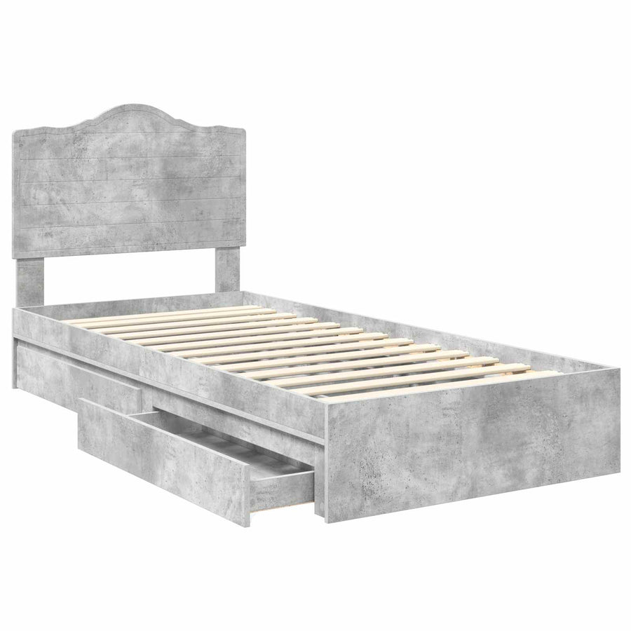 Bedframe met lade Beton Grijs 90 x 190 cm Bewerkt hout