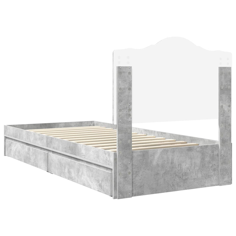 Bedframe met lade Beton Grijs 90 x 190 cm Bewerkt hout