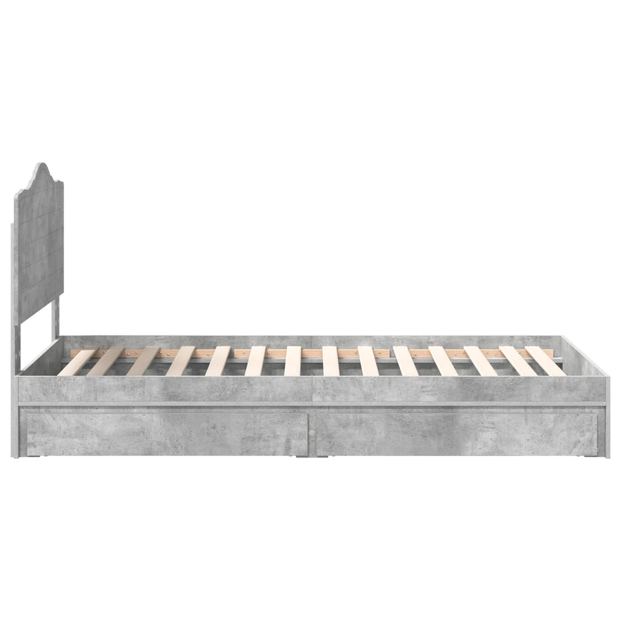 Bedframe met lade Beton Grijs 90 x 190 cm Bewerkt hout