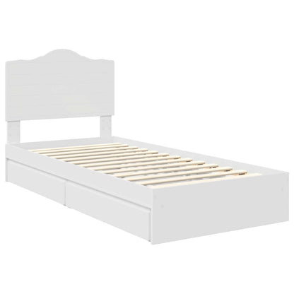 Bedframe met lade met hoofdeinde Wit 75 x 190 cm Bewerkt hout
