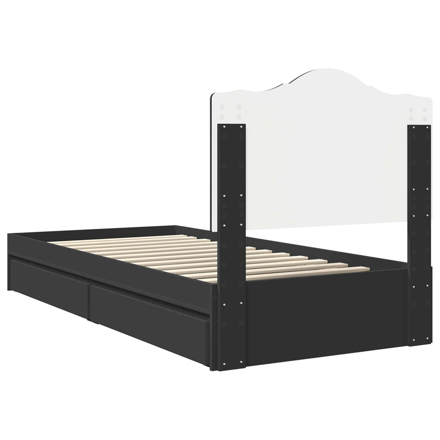Bedframe met lade met hoofdeinde Zwart 75 x 190 cm Bewerkt hout