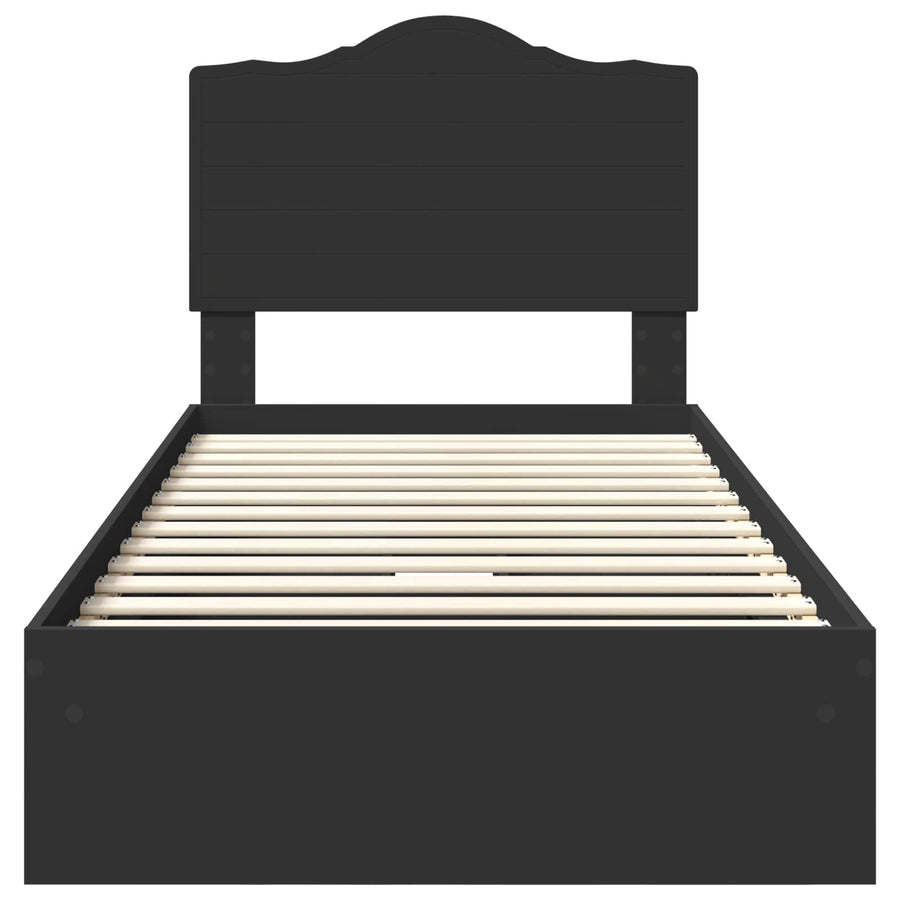 Bedframe met lade met hoofdeinde Zwart 75 x 190 cm Bewerkt hout