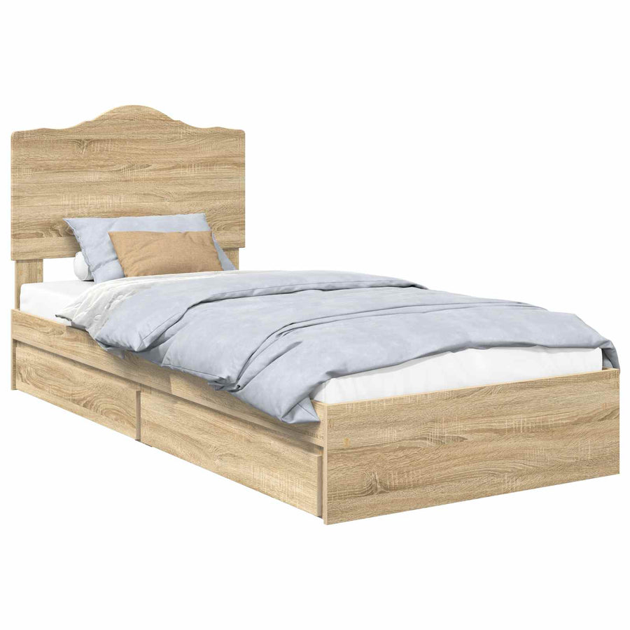 Bedframe met lade Sonoma Eiken 75 x 190 cm Bewerkt hout